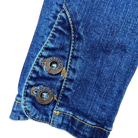 Womens Skinny Ripped Jeans Size 30 Blue Mid Rise Stretch Ankle Buttons - Picture 11 of 16